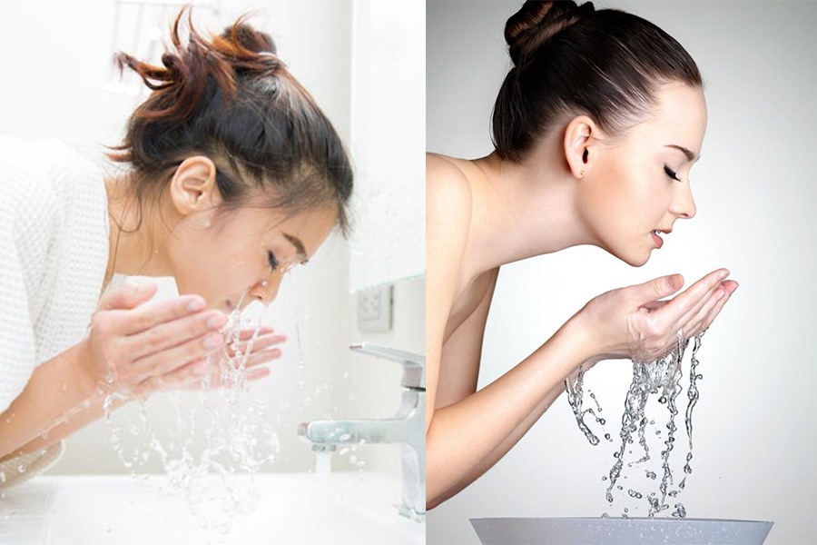 Rửa mặt với nước ấm
