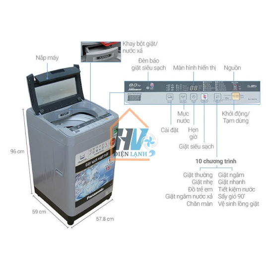 MÁY GIẶT PANASONIC 9 KG NA-F90VS9DRV LỒNG ĐỨNG