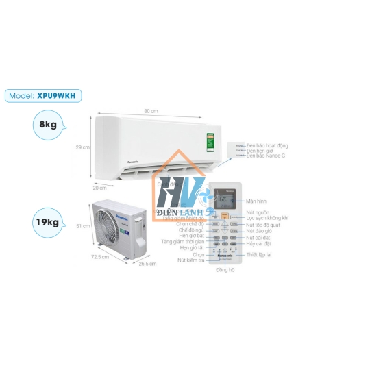 dieu hoa Panasonic CU/CS-XPU9XKH-8 Inverter 1.0 HP (1 Ngựa) Gas R32